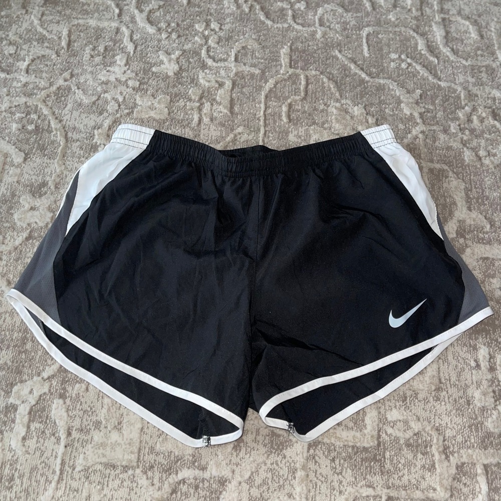 Nike Dri-FIT Running Shorts Black White Gray Athletic Gym Women's